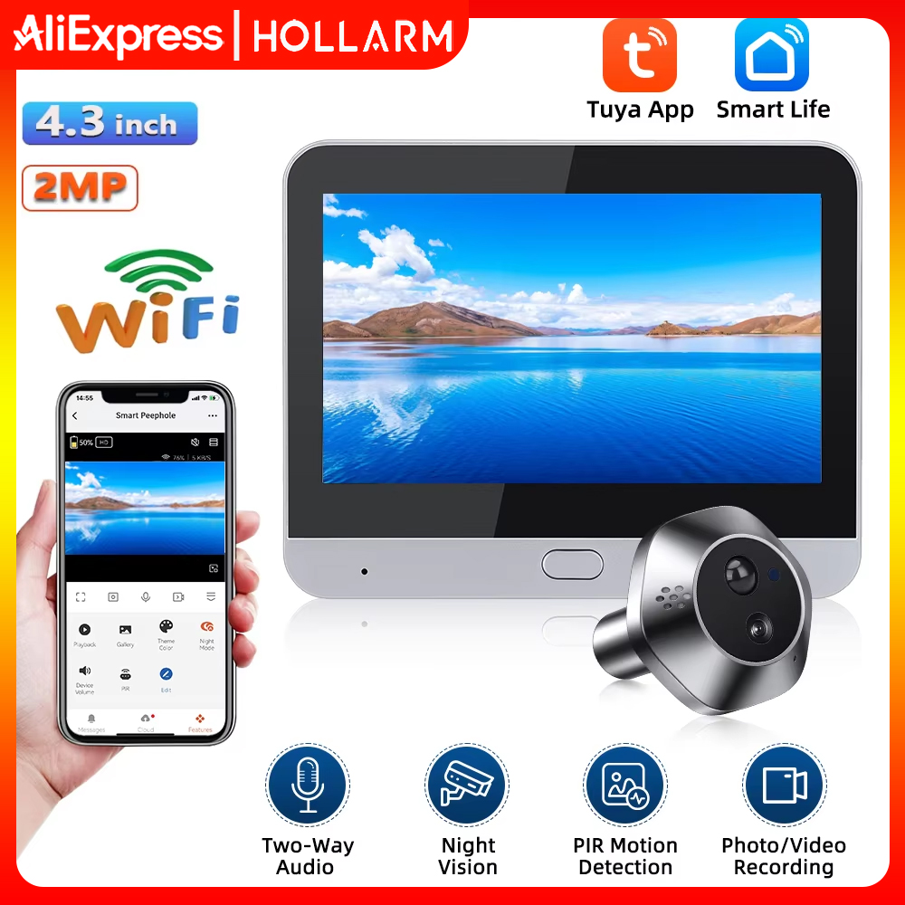 Smart Home Ezviz - Hollarm Tuya WiFi Door Peephole Camera