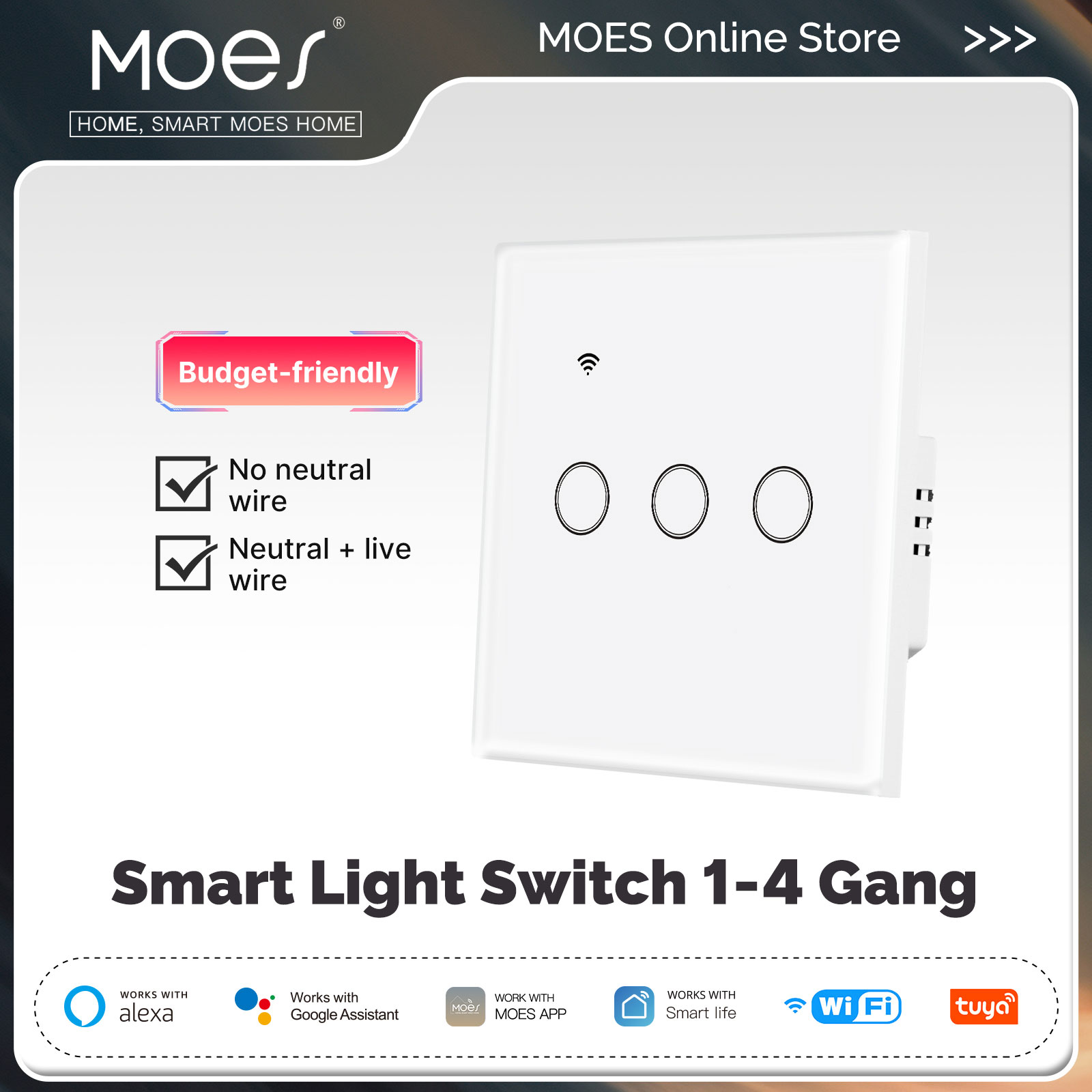 Smart Home Life - Tuya WiFi Smart Light Switch Glass