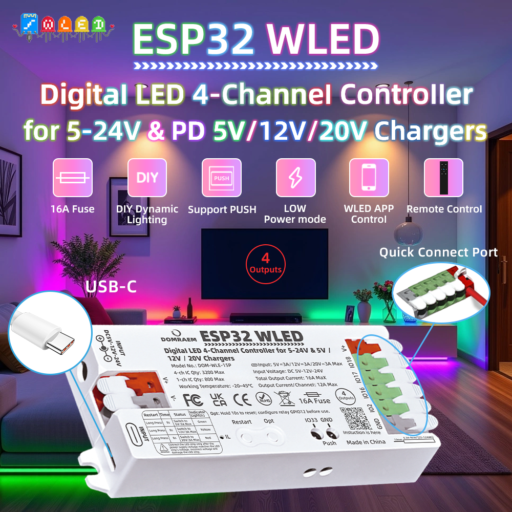 Dual PSU ESP32 WLED Digital LE - Wifi Led Dimmer incelemesi ve fiyatı