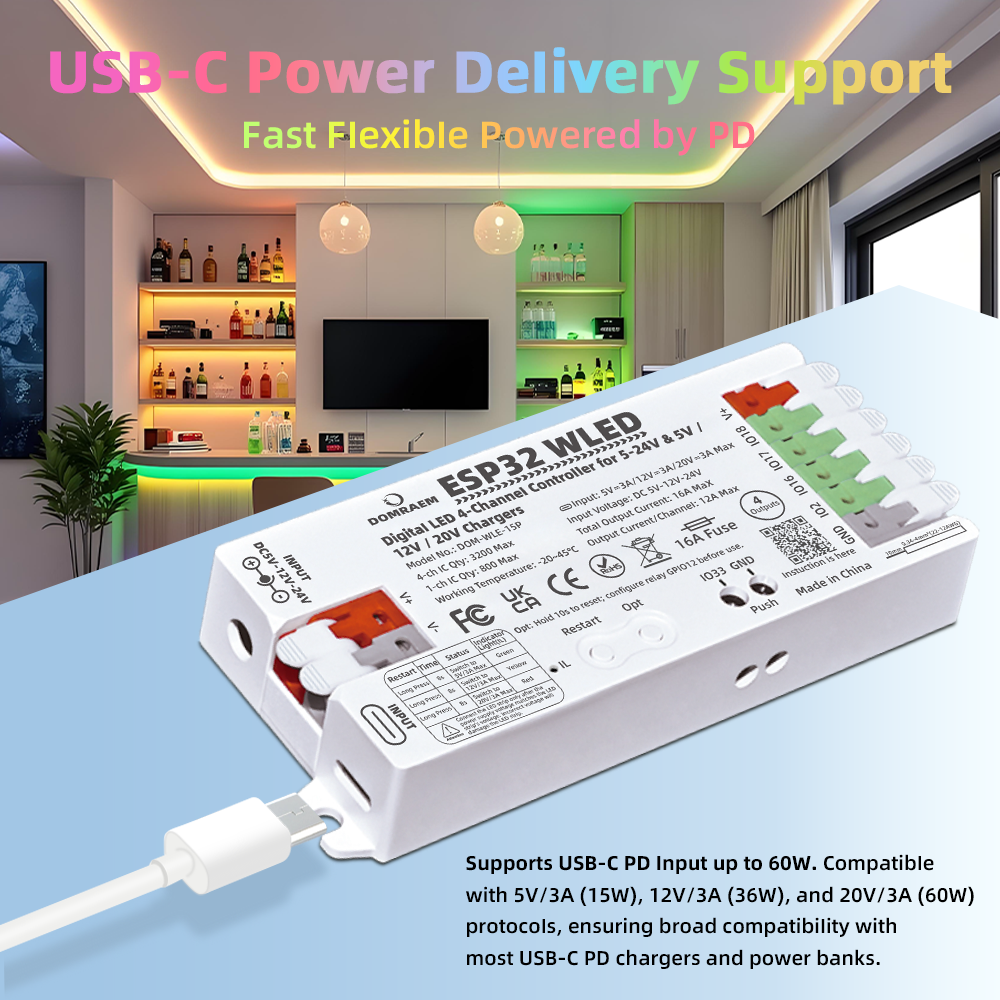 Dual PSU ESP32 WLED Digital LE - Wifi Led Dimmer incelemesi ve fiyatı
