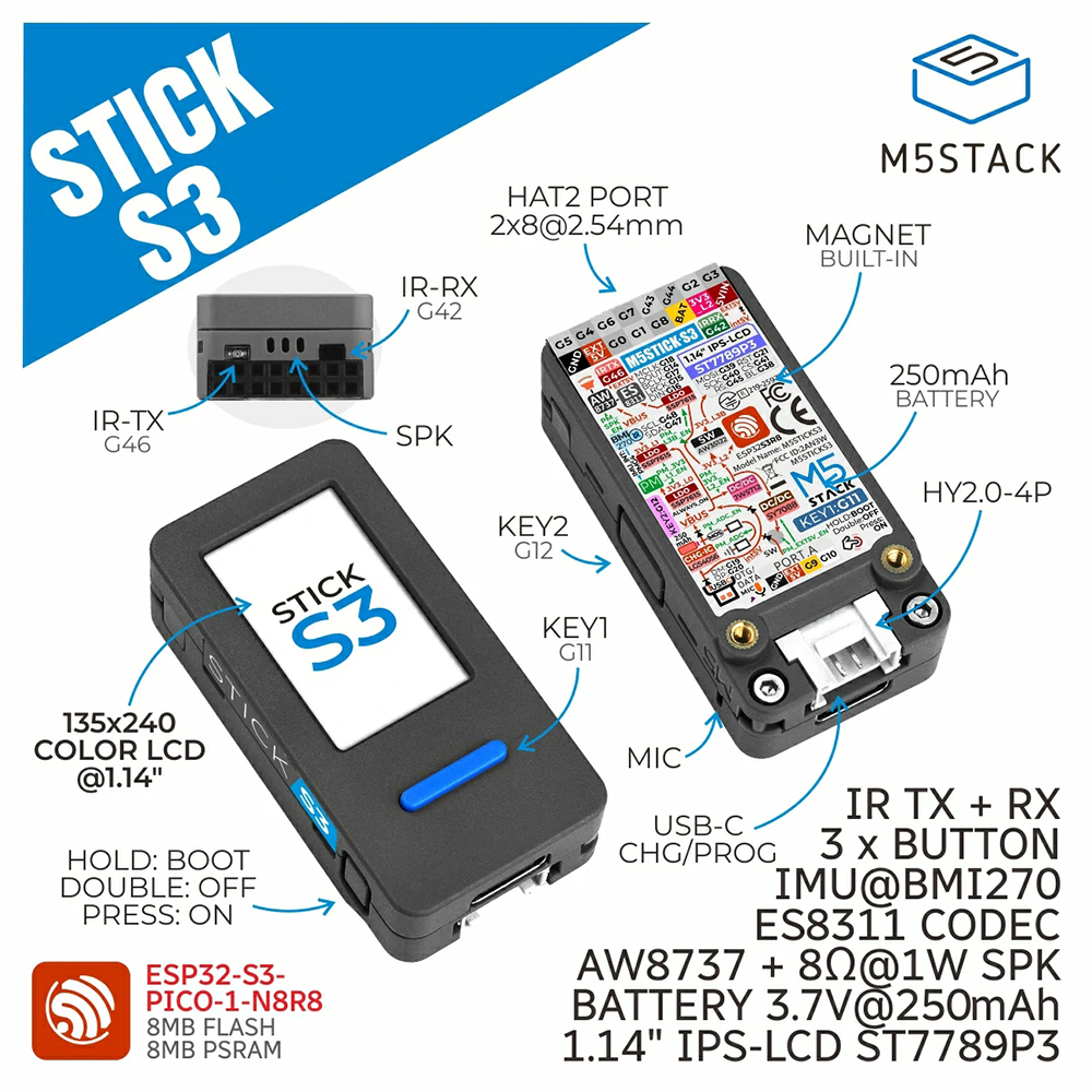 M5Stack M5StickS3 ESP32-S3 IoT - Smart Home Project incelemesi ve fiyatı