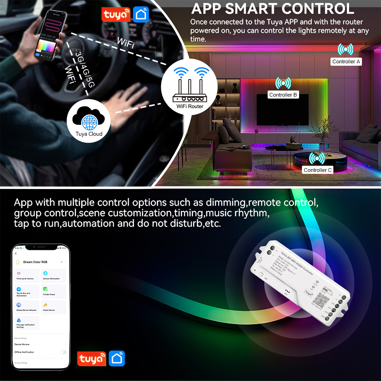 Tuya Wifi LED SPI RGBIC RGBWIC - Wifi Led Dimmer incelemesi ve fiyatı