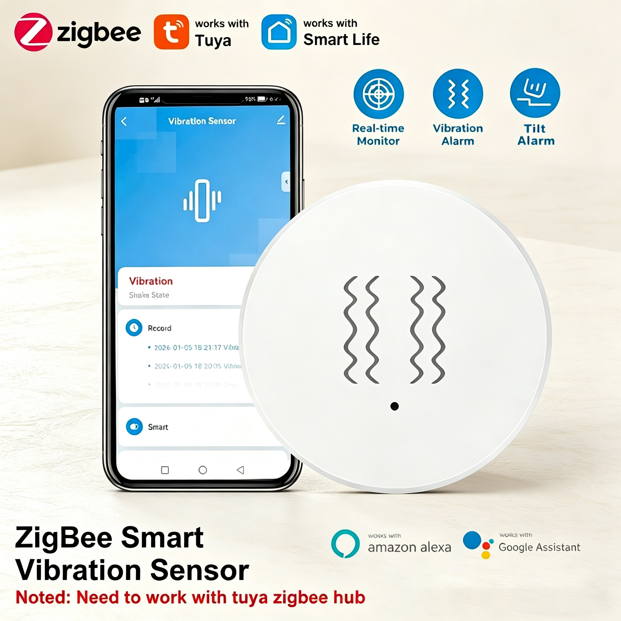 Tuya ZigBee Smart Vibration &  - Smart Home News incelemesi ve fiyatı