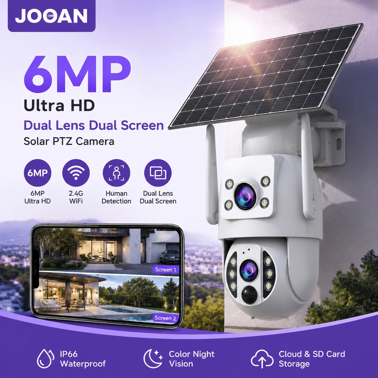 JOOAN 6MP Outdoor Solar Wifi C - Smart Home Battery Camera incelemesi ve fiyatı