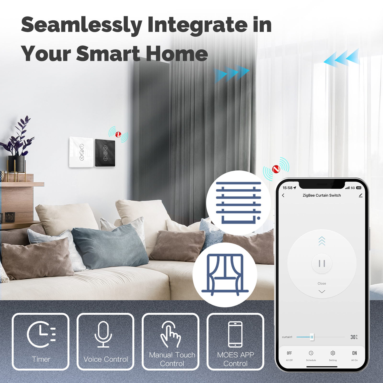 MOES Tuya ZigBee Smart Curtain - Smart Home For Windows incelemesi ve fiyatı